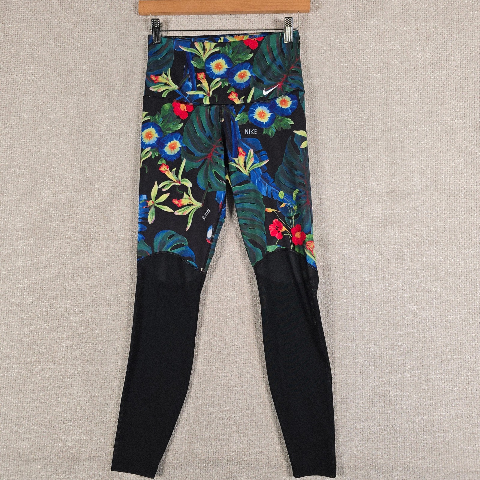 Nike Womens Dri-Fit Tropical Floral Mesh High Rise Leggings Ar0776-010 Small